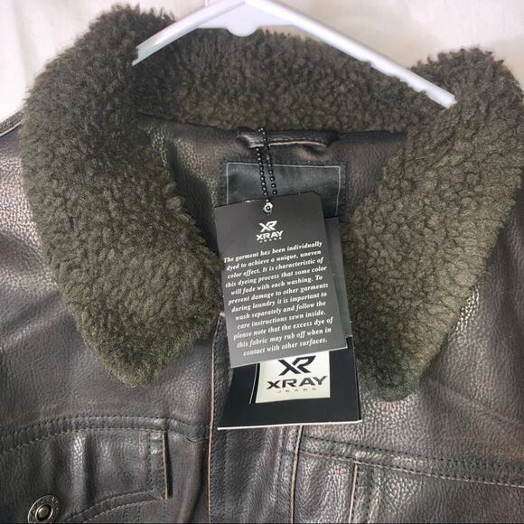 Men’s Leather coat/jacket XRAY JEANS brand TRUCKER JACKET WITH FAUX FUR collar - Picture 7 of 14
